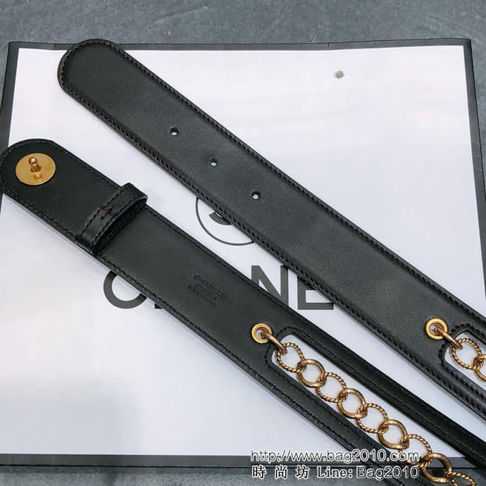 CHANEL香奈兒 19新款 34MM精品腰封 zp開模 雙面頭層牛皮腰帶 純銅打造特色腰鏈  xfp1272